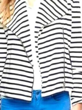 GAP Black and White Striped Bomber Jacket